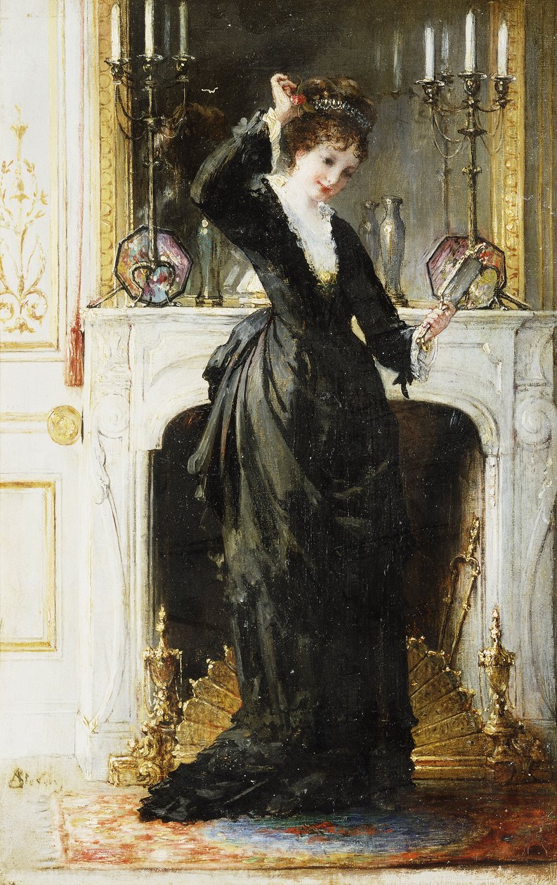 In het boudoir door Alfred Emile Stevens