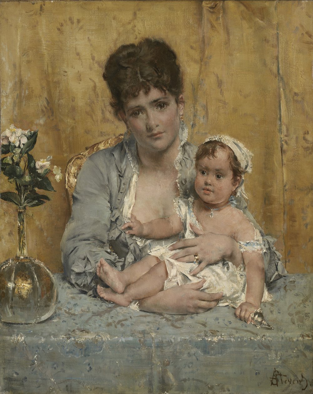 Moeder en kind, c.1875-80 door Alfred Emile Stevens