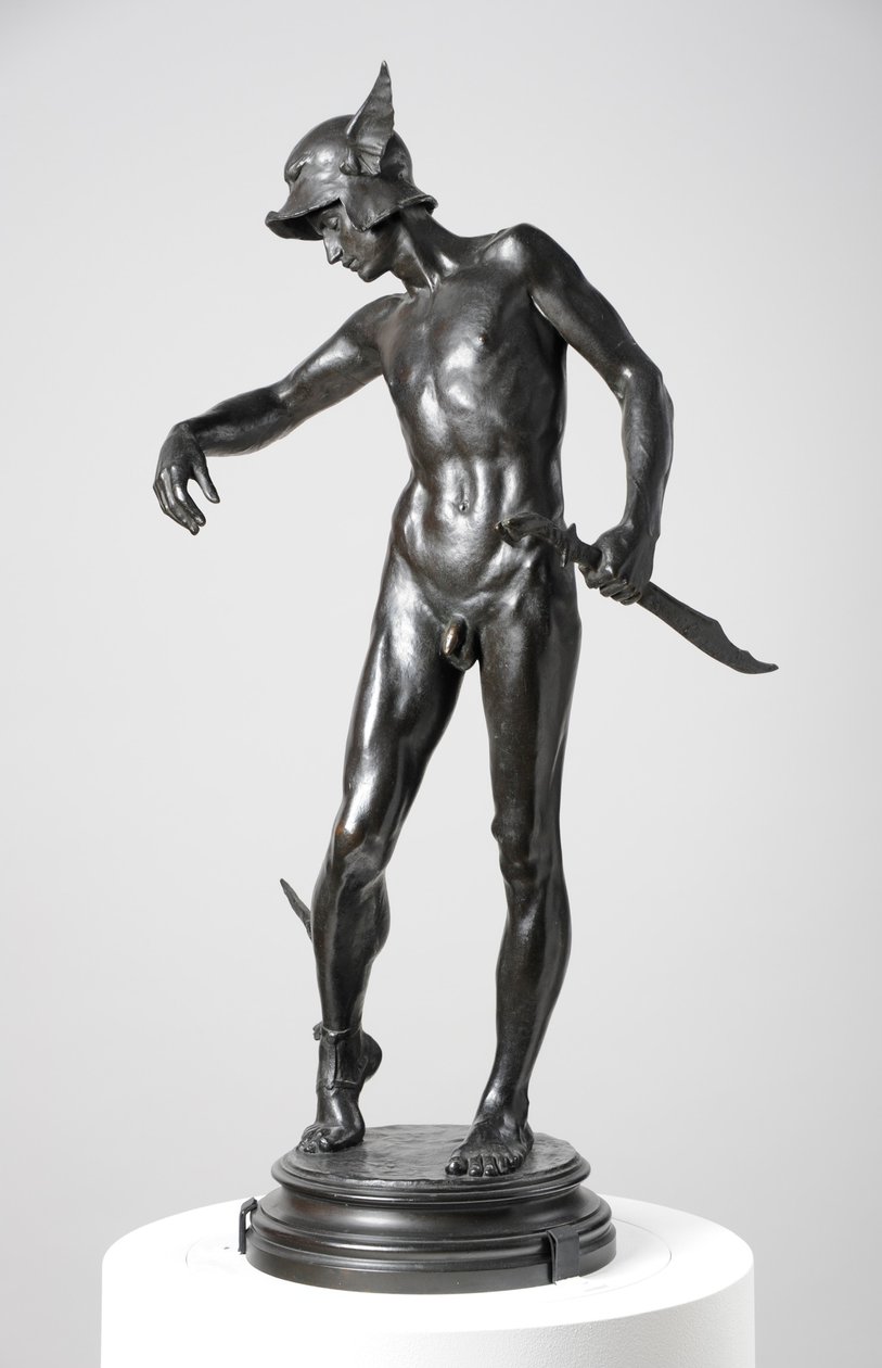 Perseus bewapent zich door Alfred Gilbert