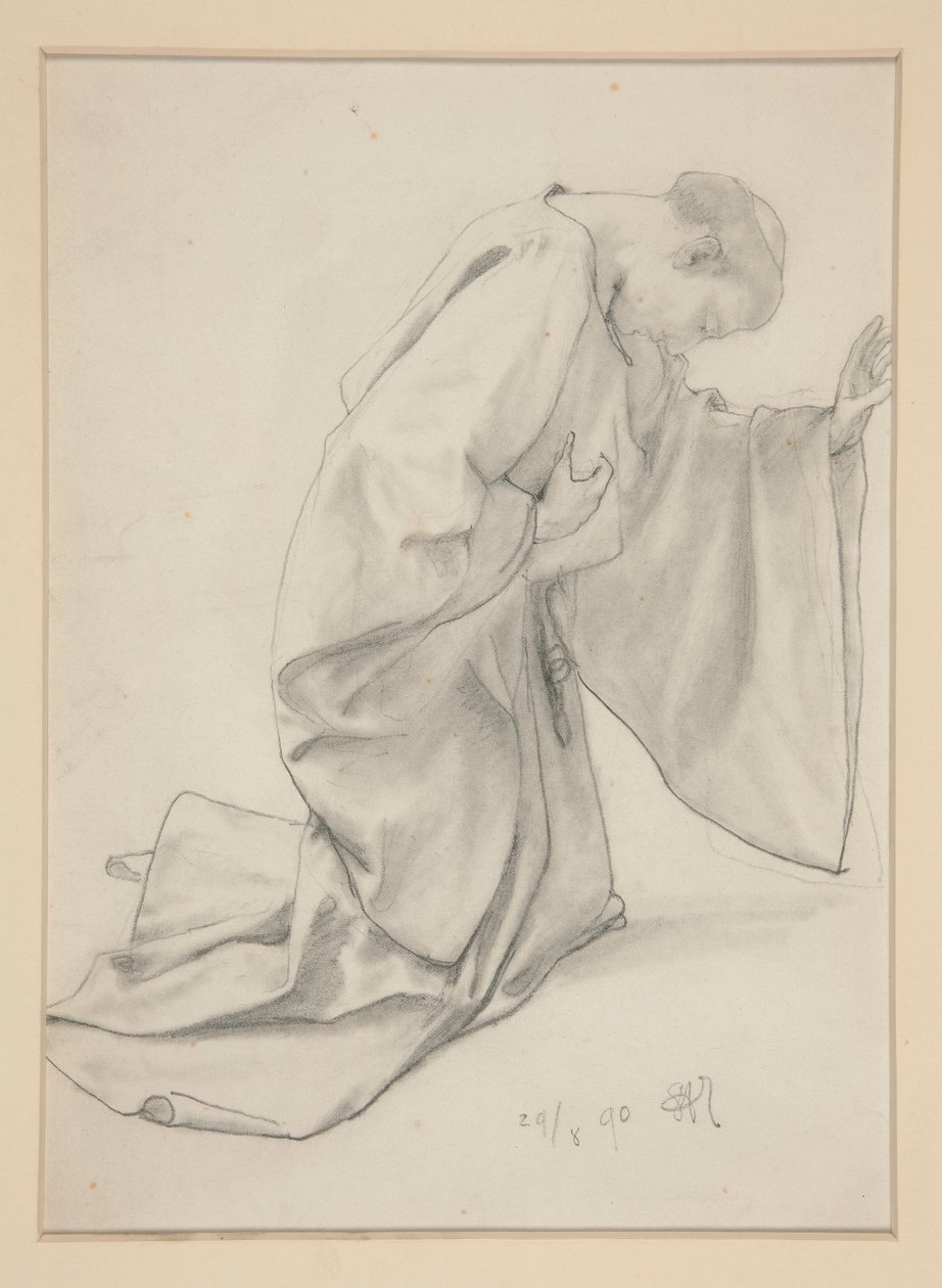 Knielende monnik door Alfred Parsons