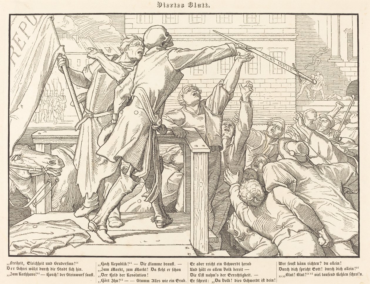 Auch ein Todtentanz IV door Alfred Rethel