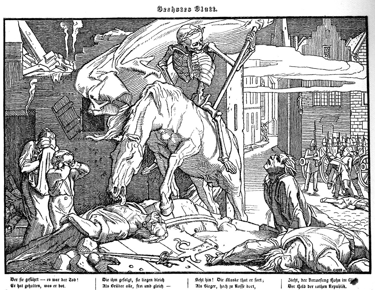 Totentanz 1848: Dood als een republikeinse held door Alfred Rethel