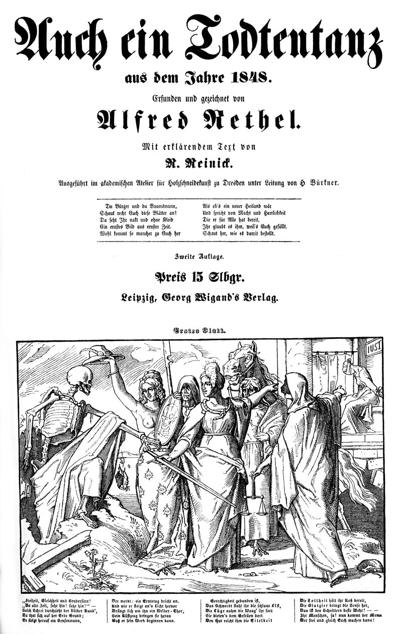 Totentanz 1848: De dood wordt naar de aarde gestuurd door Alfred Rethel