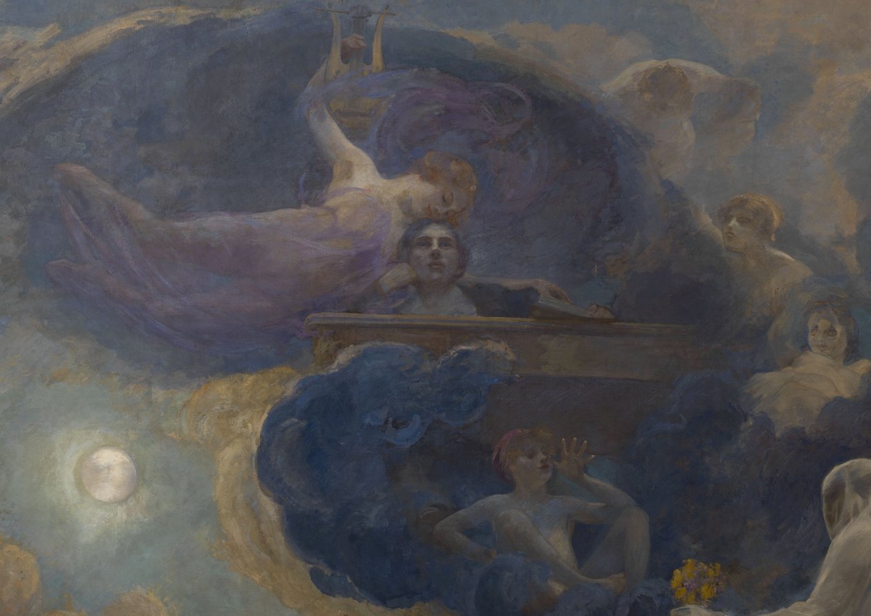 Poëzie - Drama (zijplafond) door Alfred Roll
