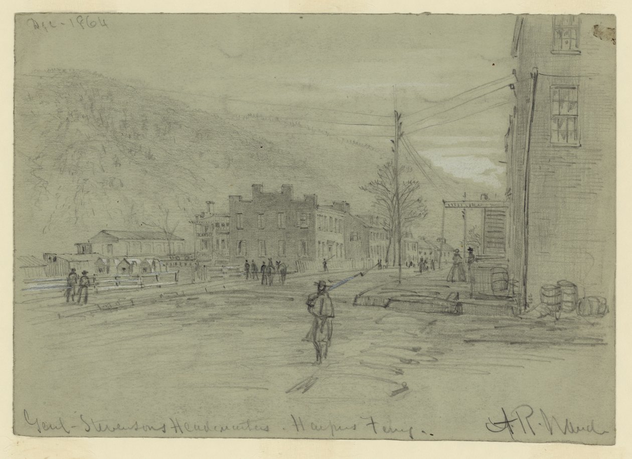 Hoofdkwartier van Genl. Stevenson - Harpers Ferry door Alfred Rudolph Waud