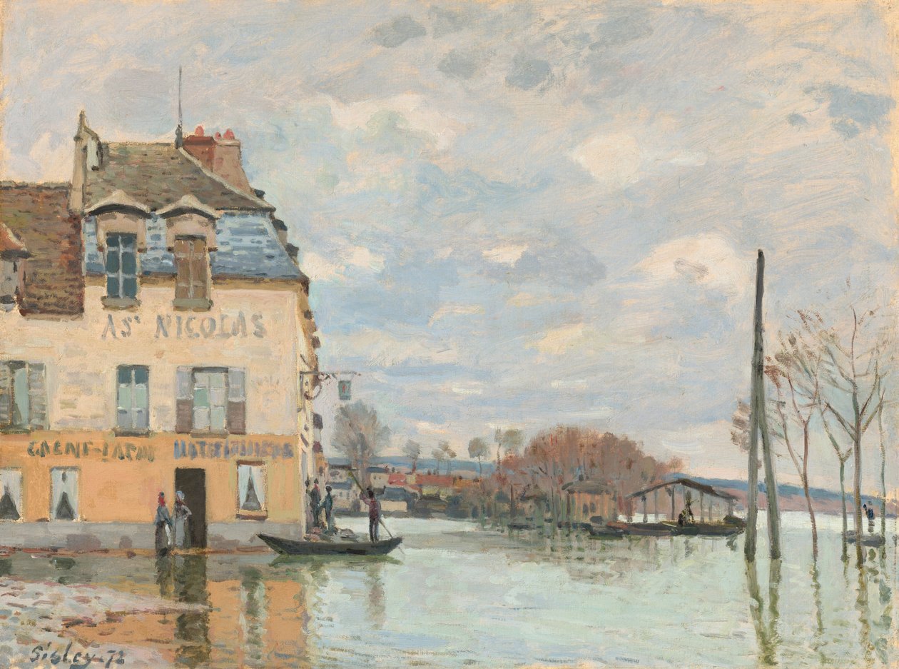 Overstroming in Port-Marly door Alfred Sisley