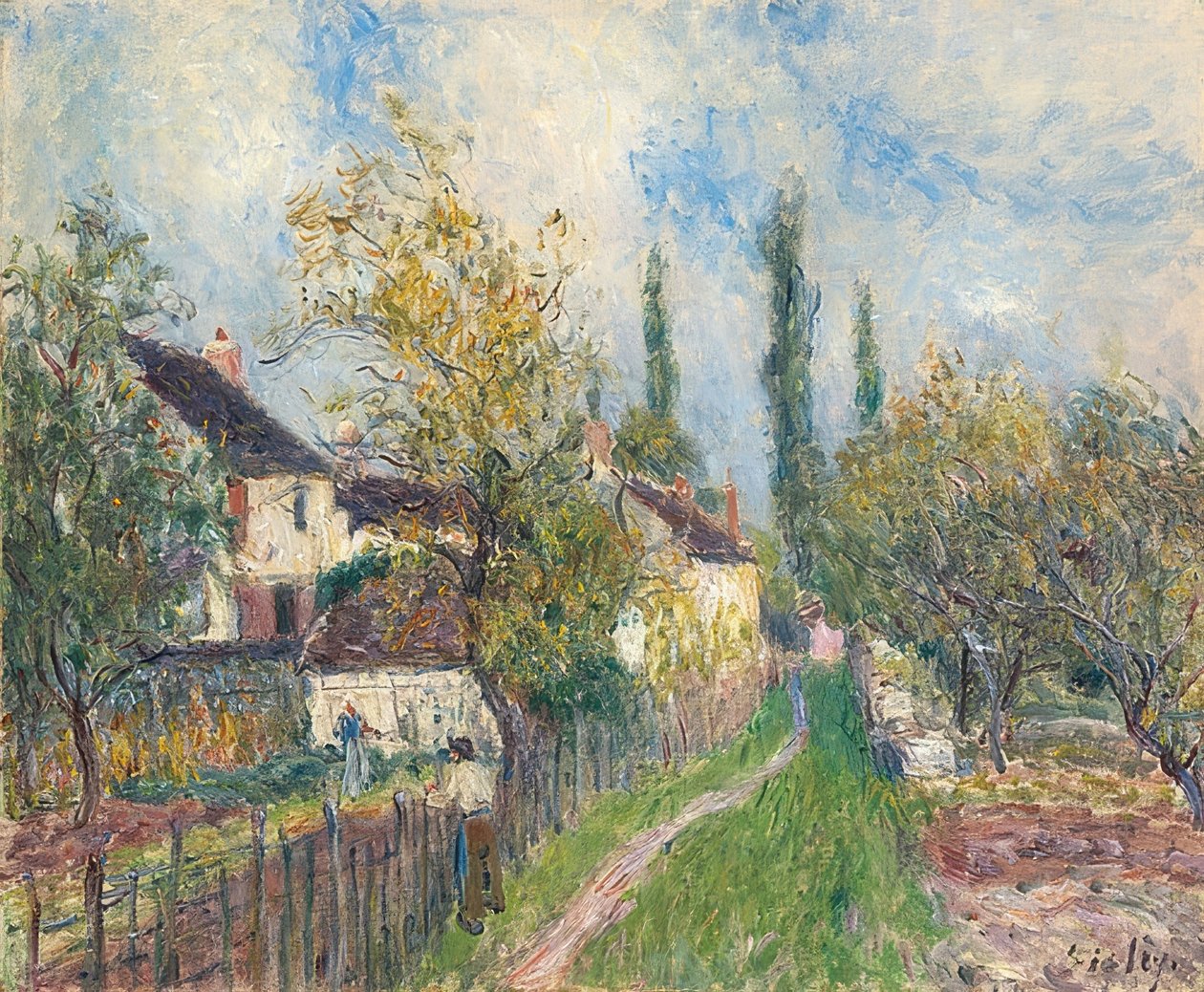 Voetpad in Les Sablons. 1883 door Alfred Sisley