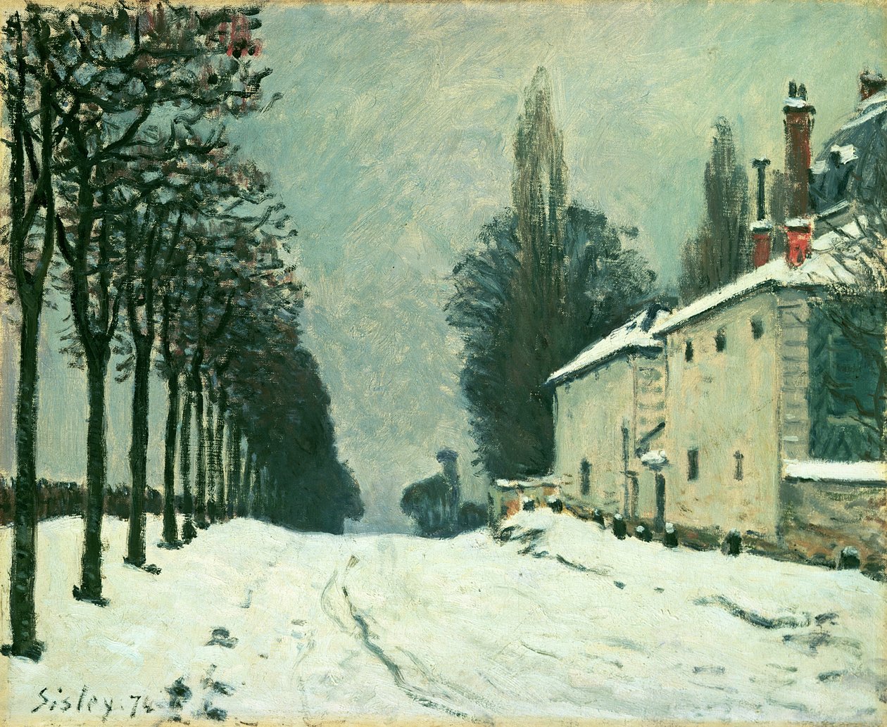La Route de Louveciennes, Hiver, 1874 door Alfred Sisley