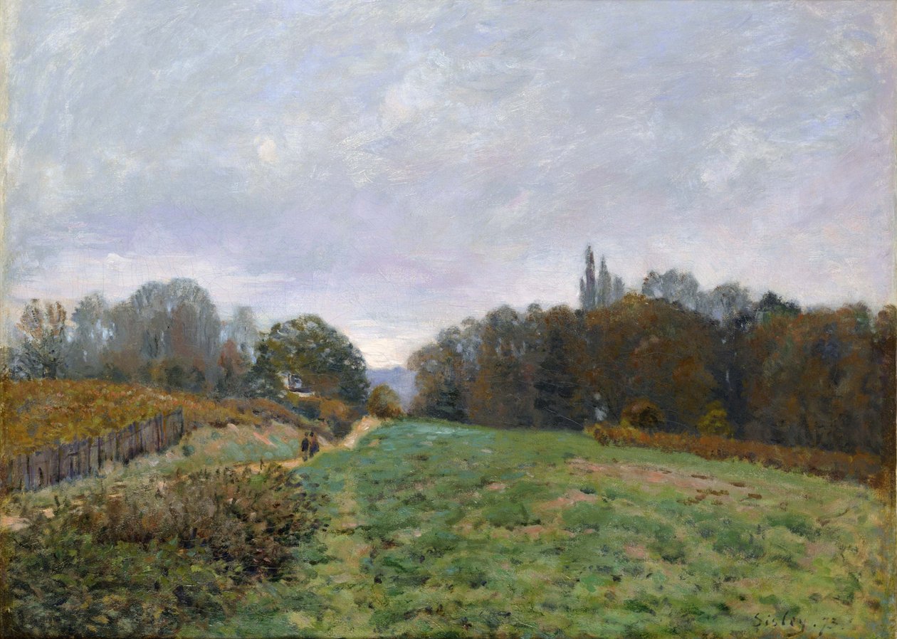 Landschap bij Louveciennes, 1873 door Alfred Sisley
