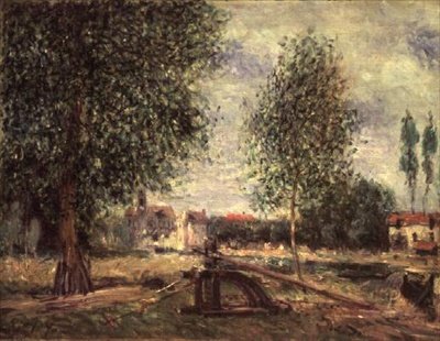 Landschap bij Moret-sur-Loing door Alfred Sisley