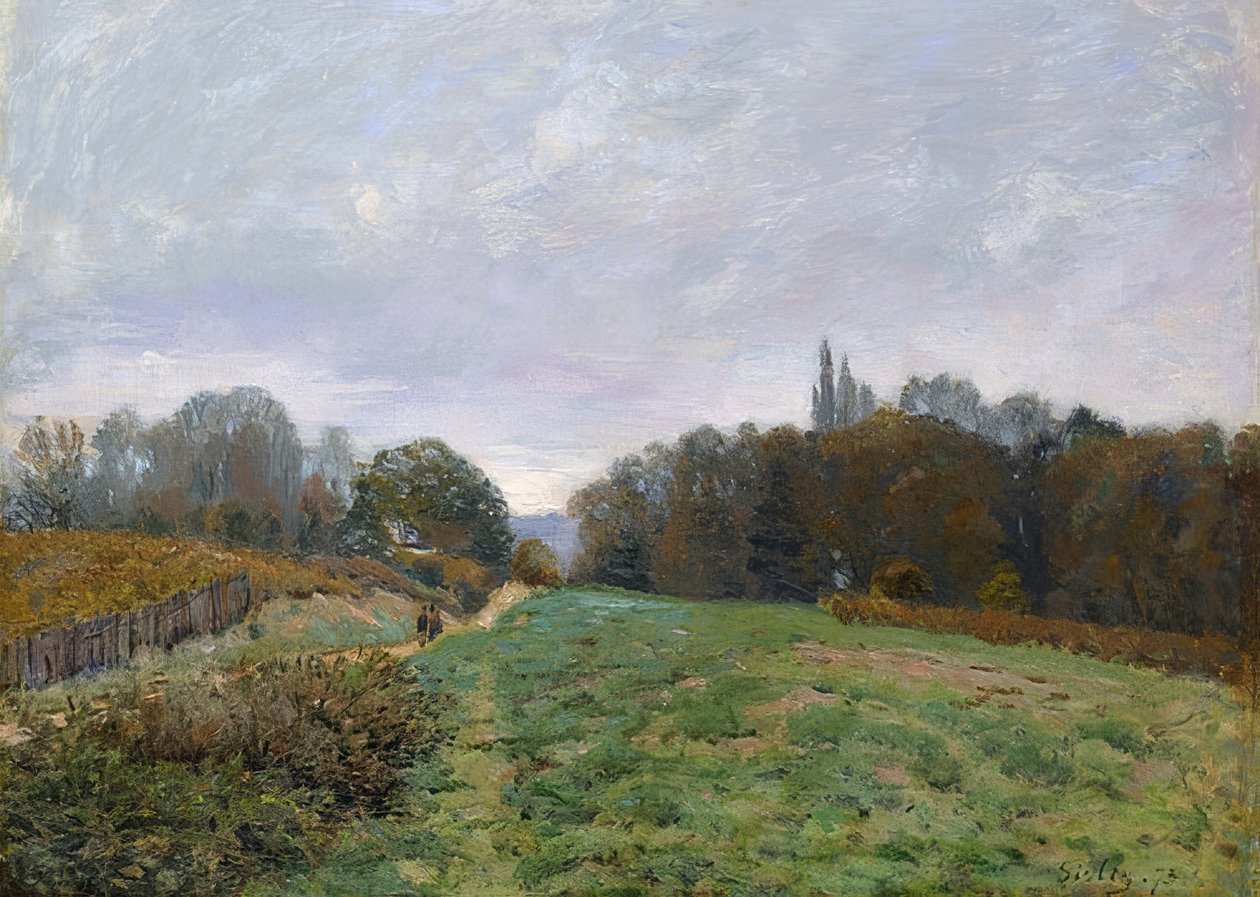 Landschap bij Louveciennes. 1873 door Alfred Sisley