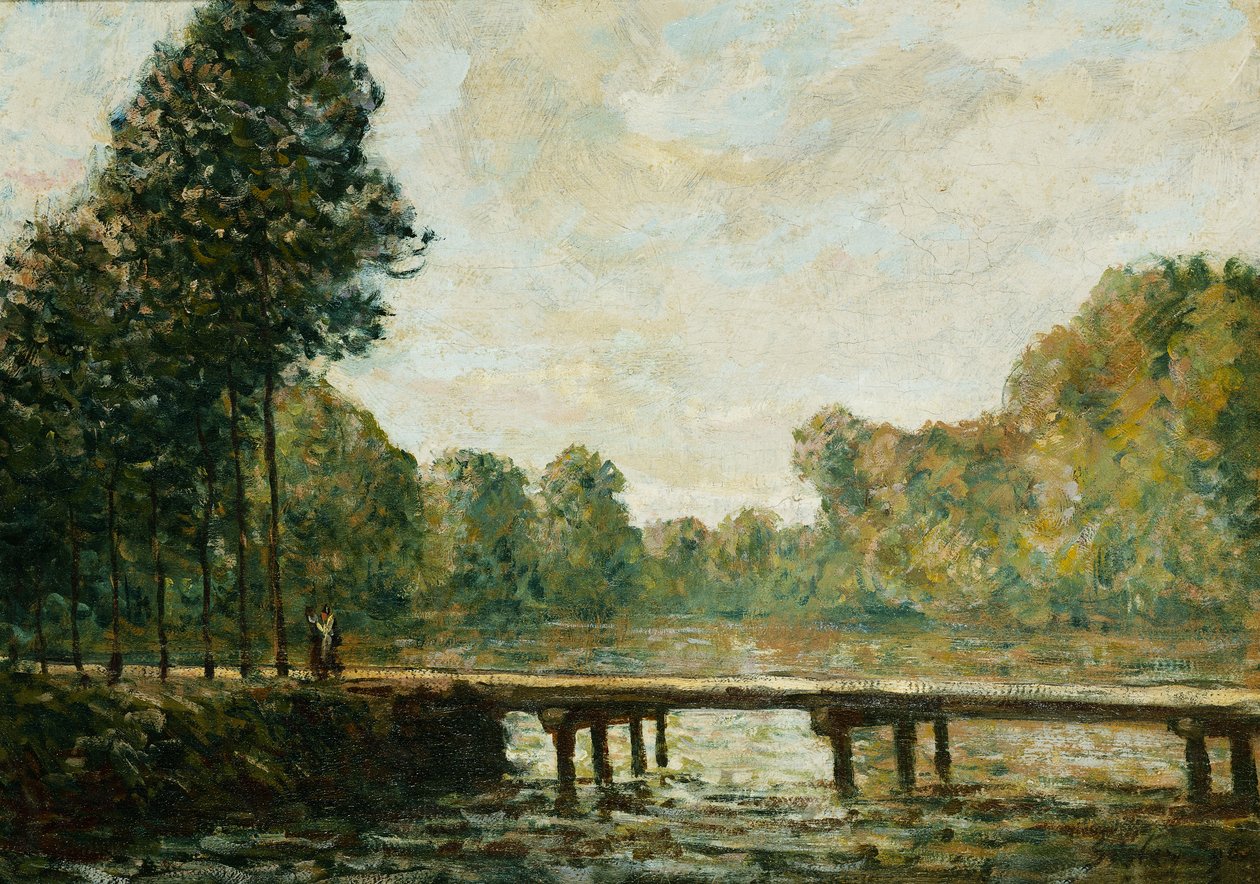Klein bruggetje over de Orvanne, 1890 door Alfred Sisley