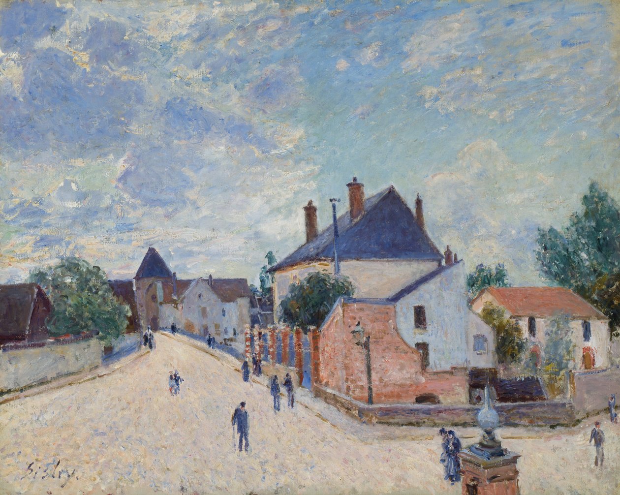 Straat in Moret door Alfred Sisley