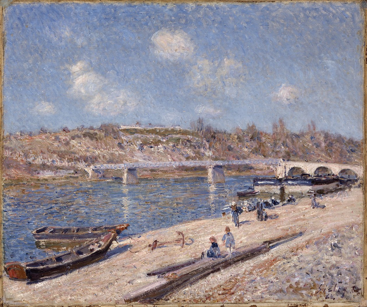 Het strand van Saint-Mammès door Alfred Sisley
