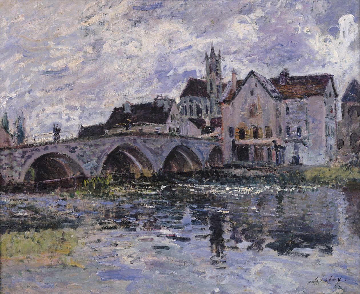 De Brug van Moret-sur-Loing, 1887 door Alfred Sisley
