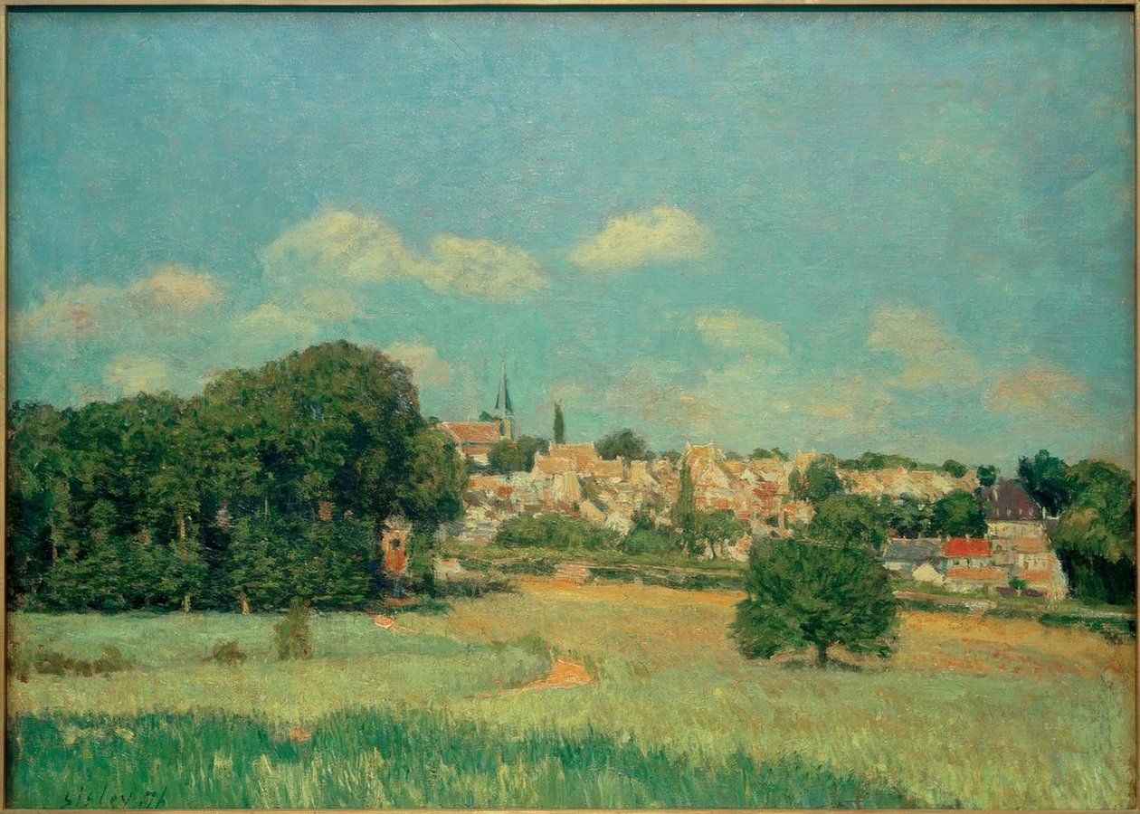 Uitzicht op Marly-le-Roi, zonlicht effect door Alfred Sisley