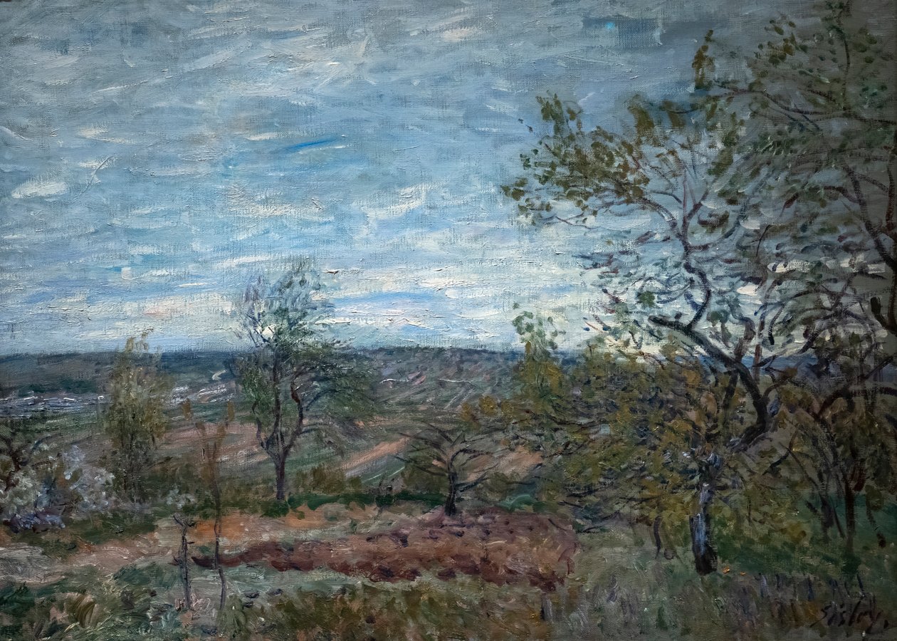 Winderige dag in Veneux door Alfred Sisley