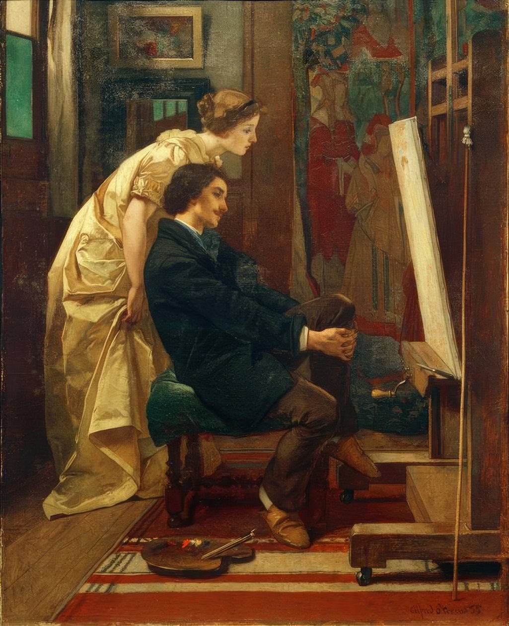 A. Stevens, De schilder en zijn model door Alfred Emile Stevens