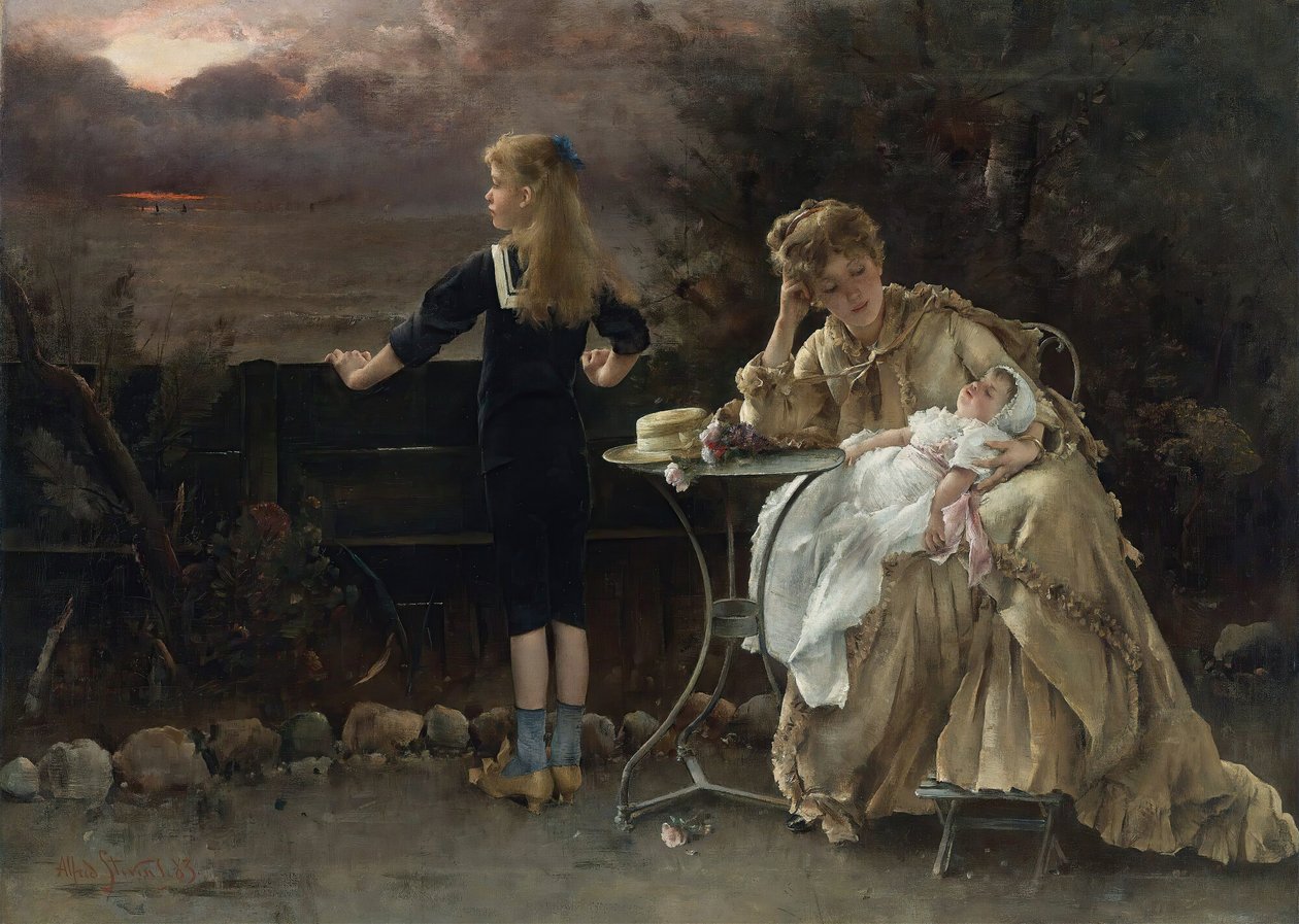 Moeder en haar kinderen, 1883 door Alfred Emile Stevens