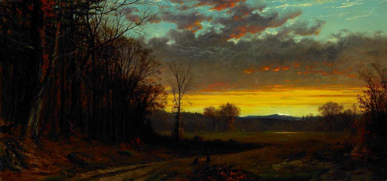 Schemering in de wildernis door Alfred Thompson Bricher