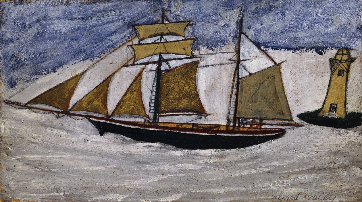 Boot en vuurtoren door Alfred Wallis