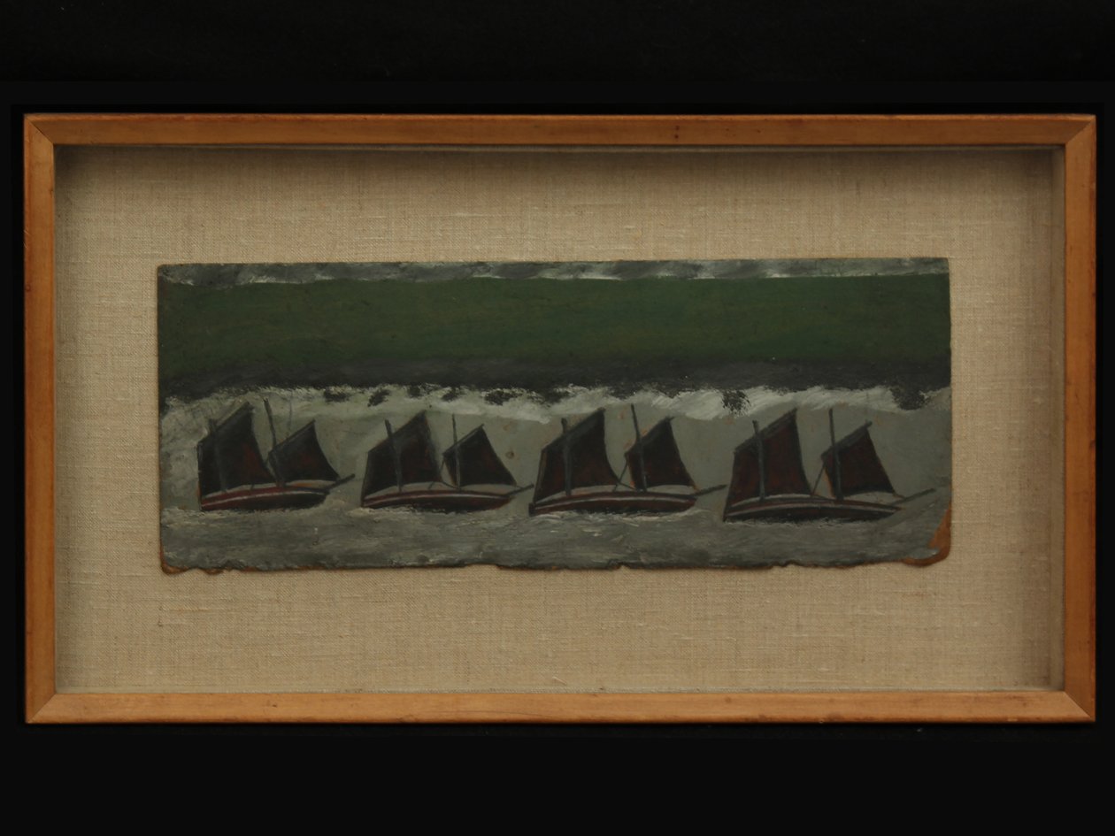 Vier Schoeners, c.1930 door Alfred Wallis