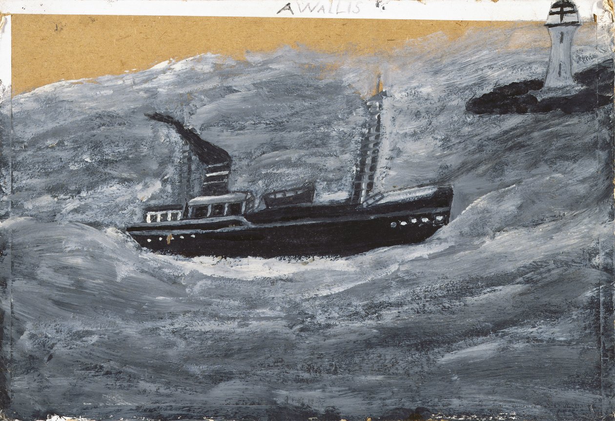 Trawler en Pier door Alfred Wallis