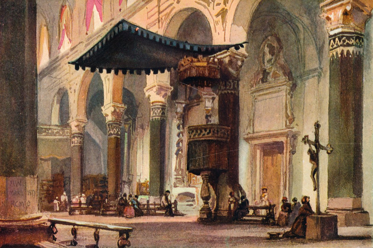 Interieur van de kathedraal, San Remo, ca. 1870 door Alfred Waterhouse