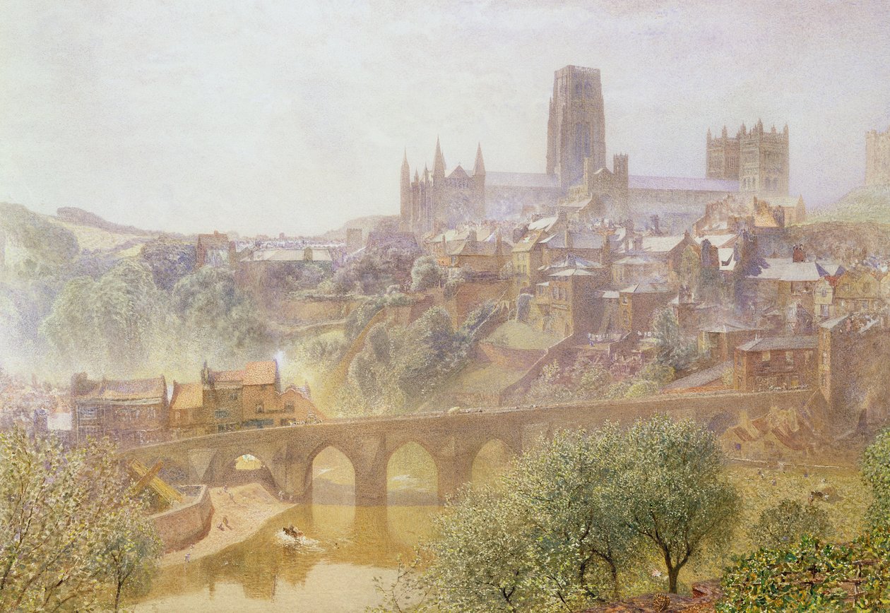 Elvet Bridge, Durham, 1876 door Alfred William Hunt