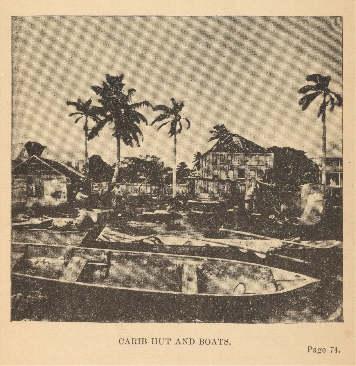 Caribische hut en boten door Alice D. Le Plongeon
