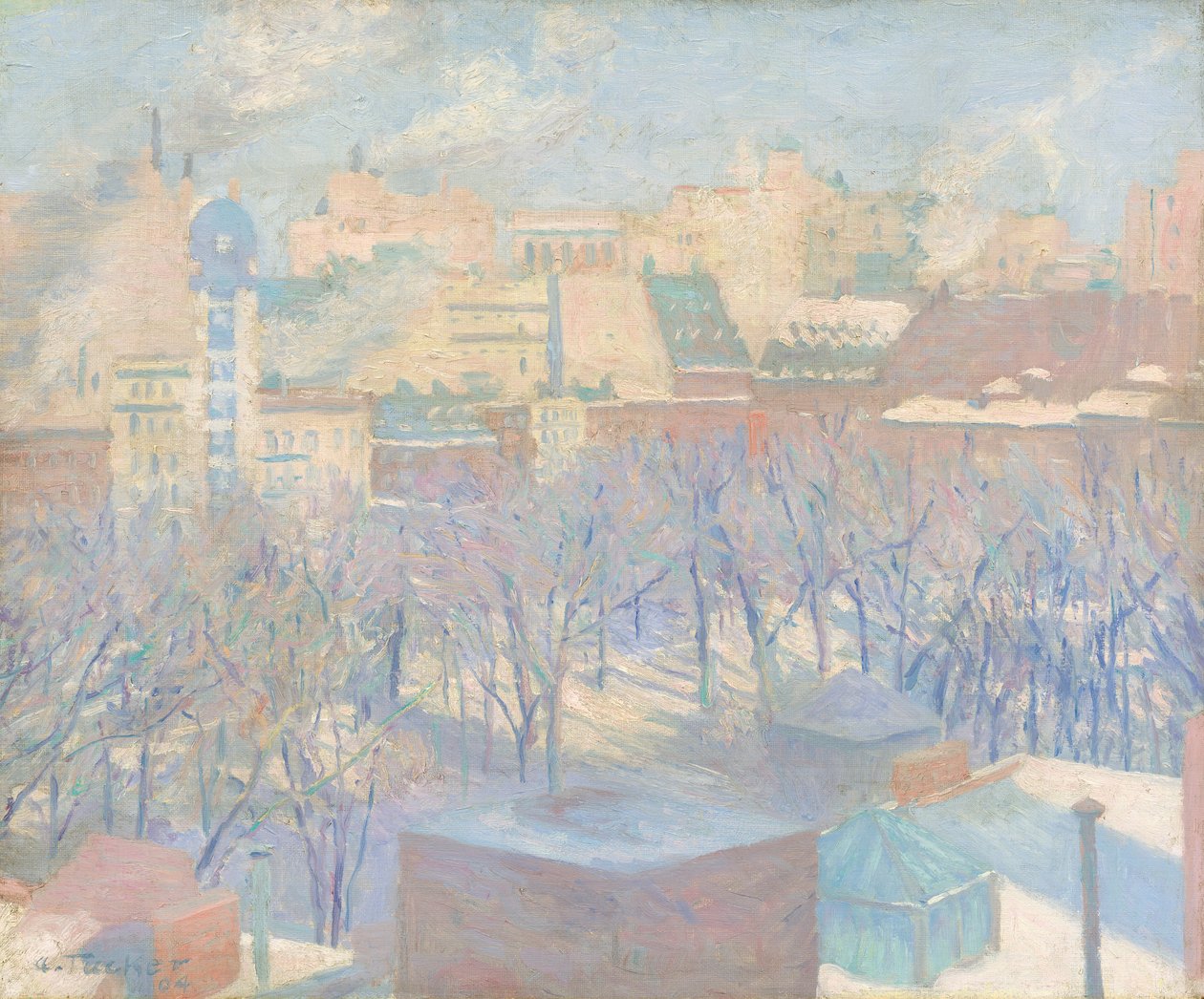 Madison Square, sneeuw, 1904 door Allen Tucker