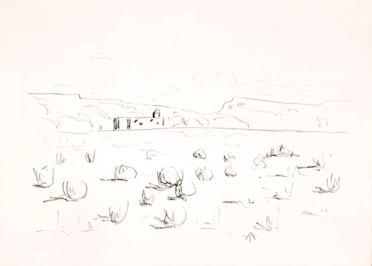 Prairie met kerk op de achtergrond door Allen Tucker