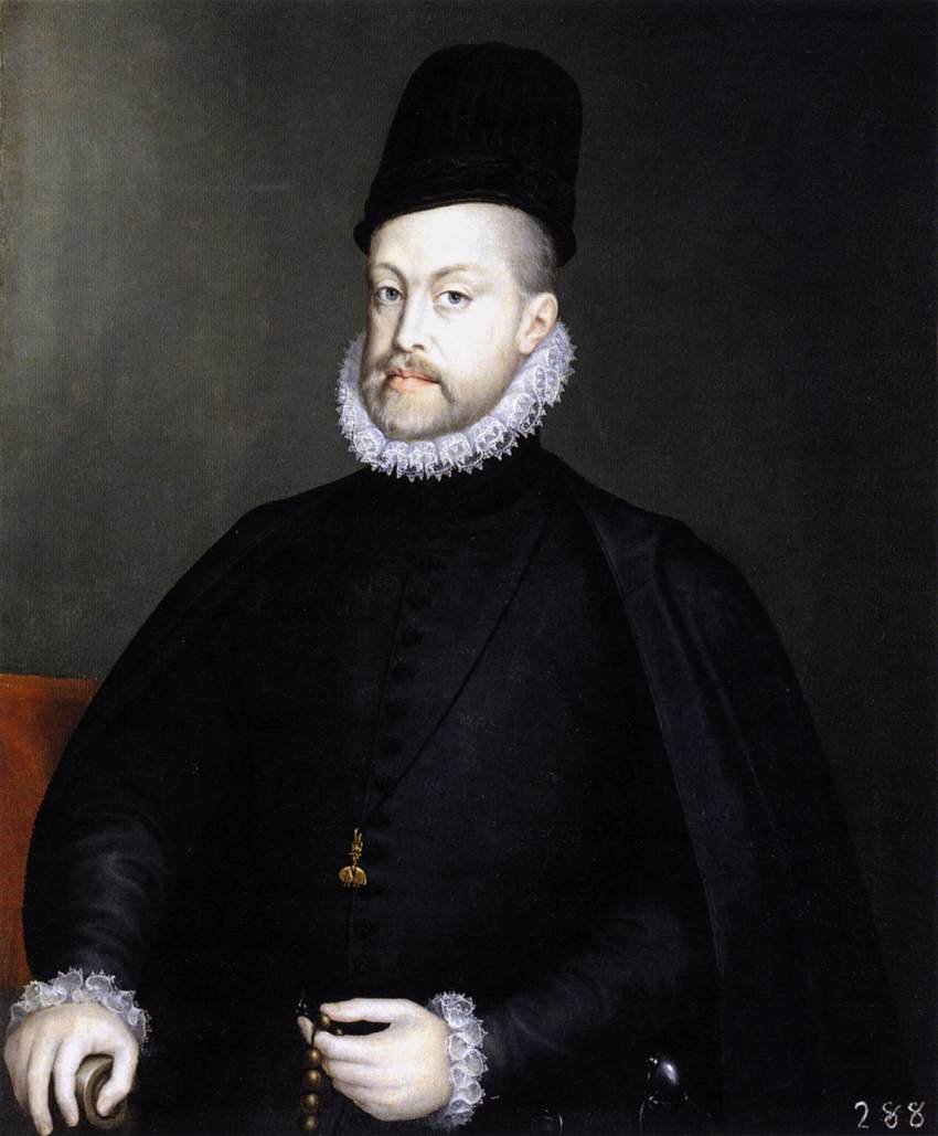 Filips II met een rozenkrans door Alonso Sánchez Coello