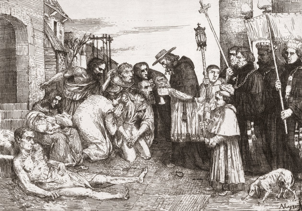 Pestslachtoffers van Rome door Alphonse (after) Legros
