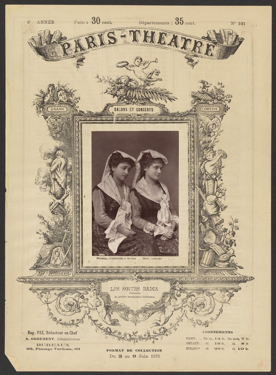 Theater Parijs: Les Soeurs Badia door Alphonse J. Liébert