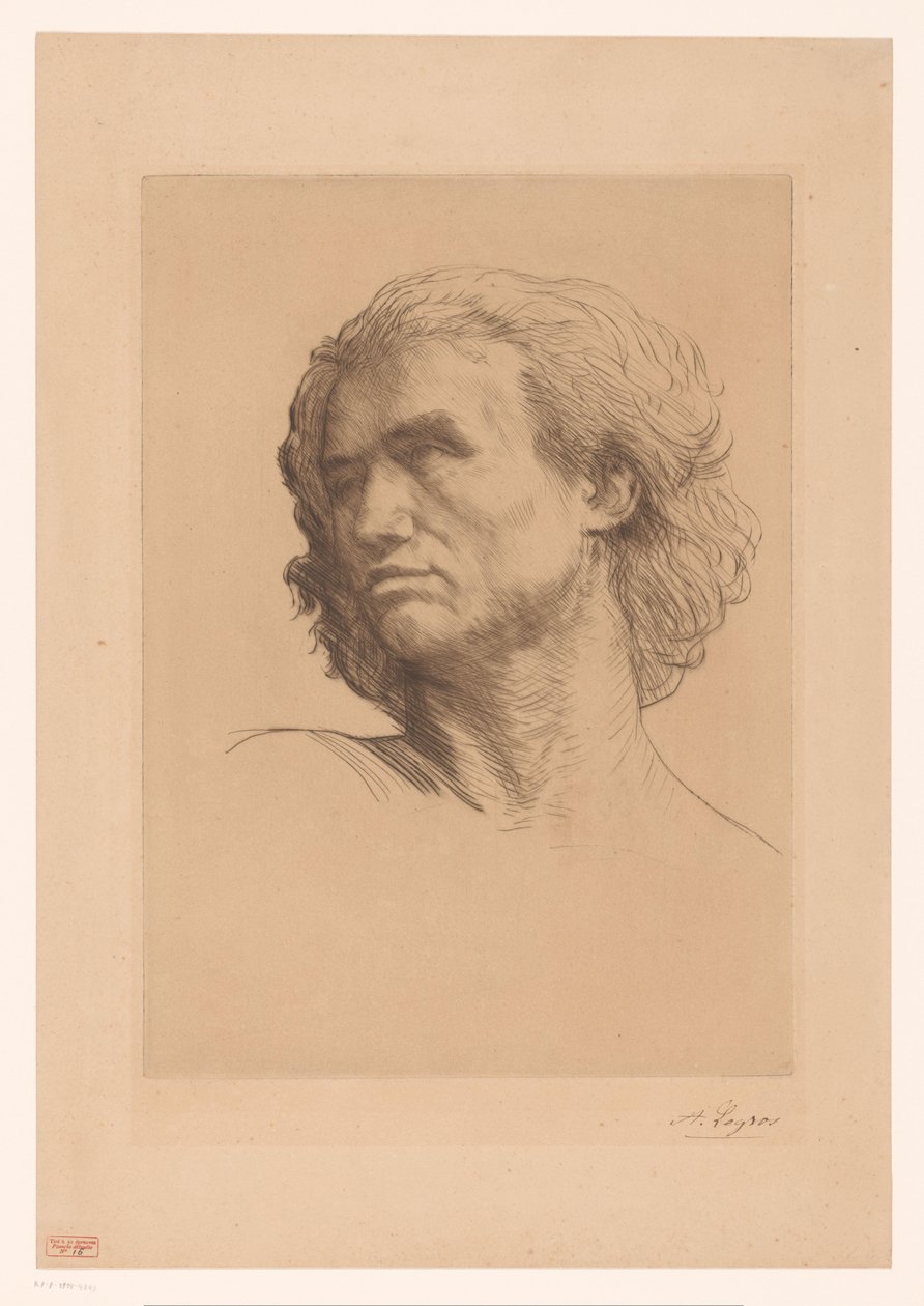 Hoofd van een man door Alphonse Legros (signed by artist)