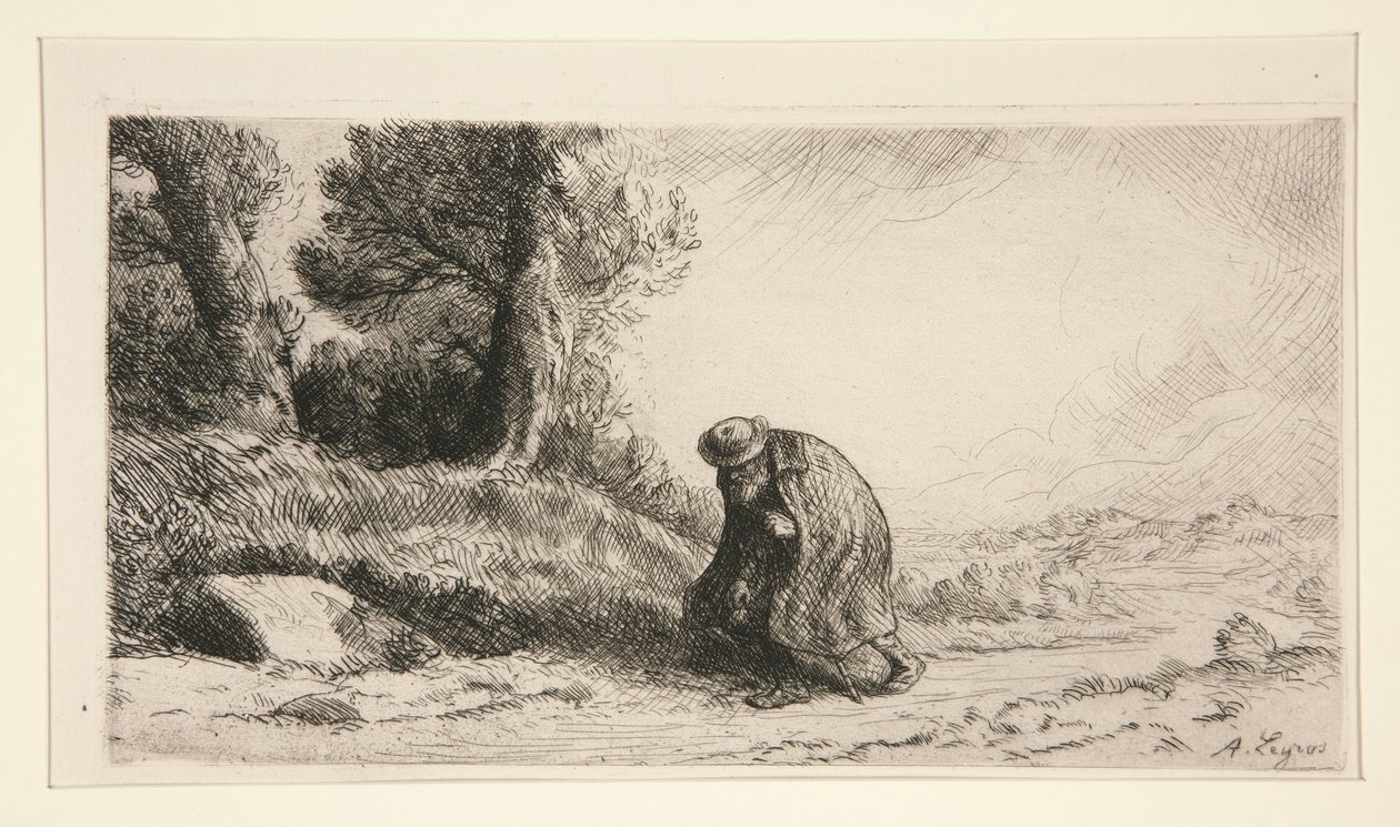 Een Zwerver die een Pad Afloopt door Alphonse Legros