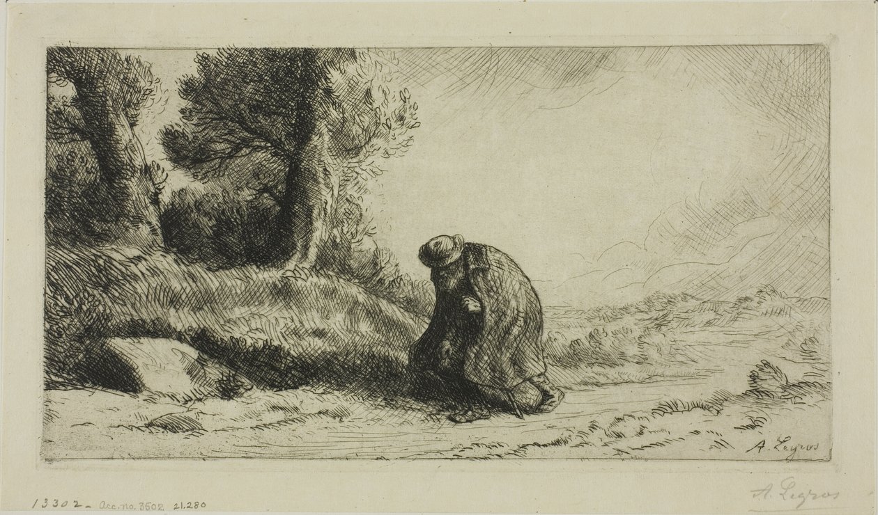 Een Zwerver Lopend Langs een Pad door Alphonse Legros