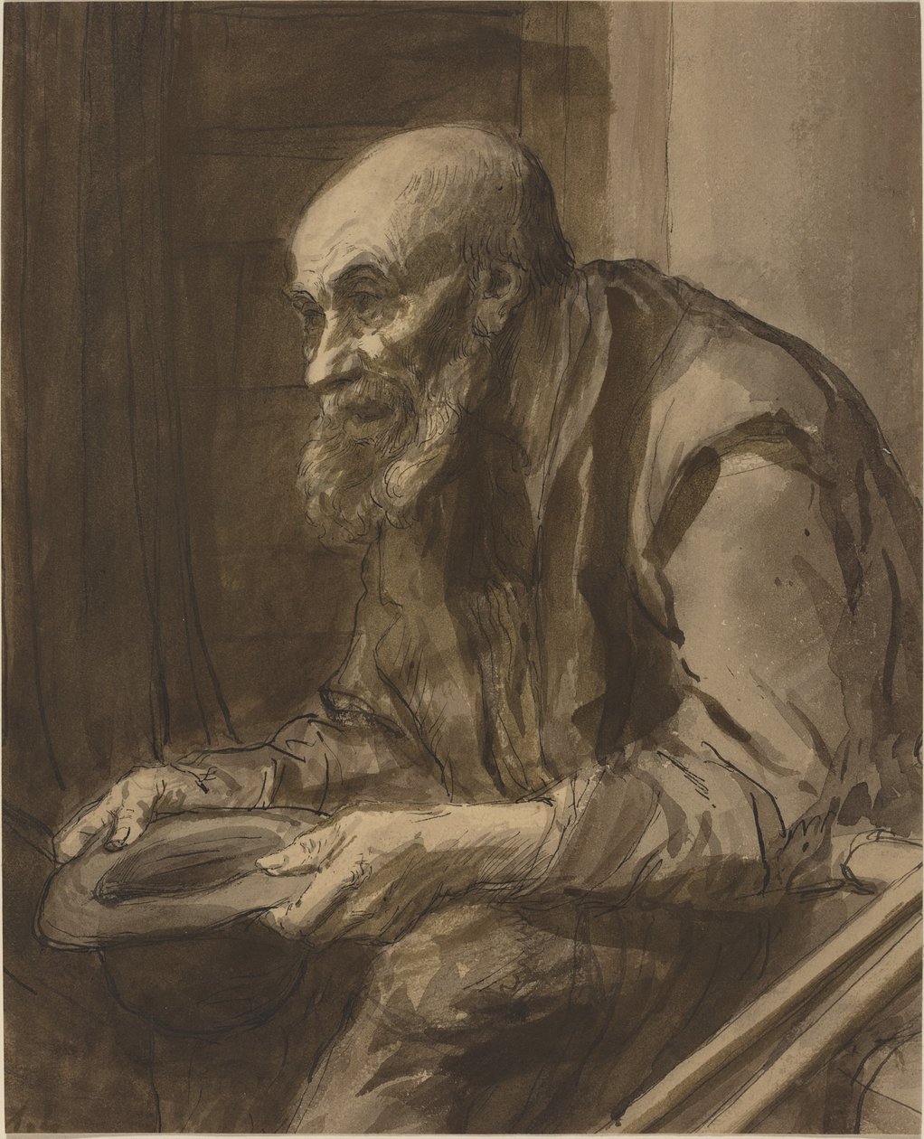 Bedelaar met krukken door Alphonse Legros