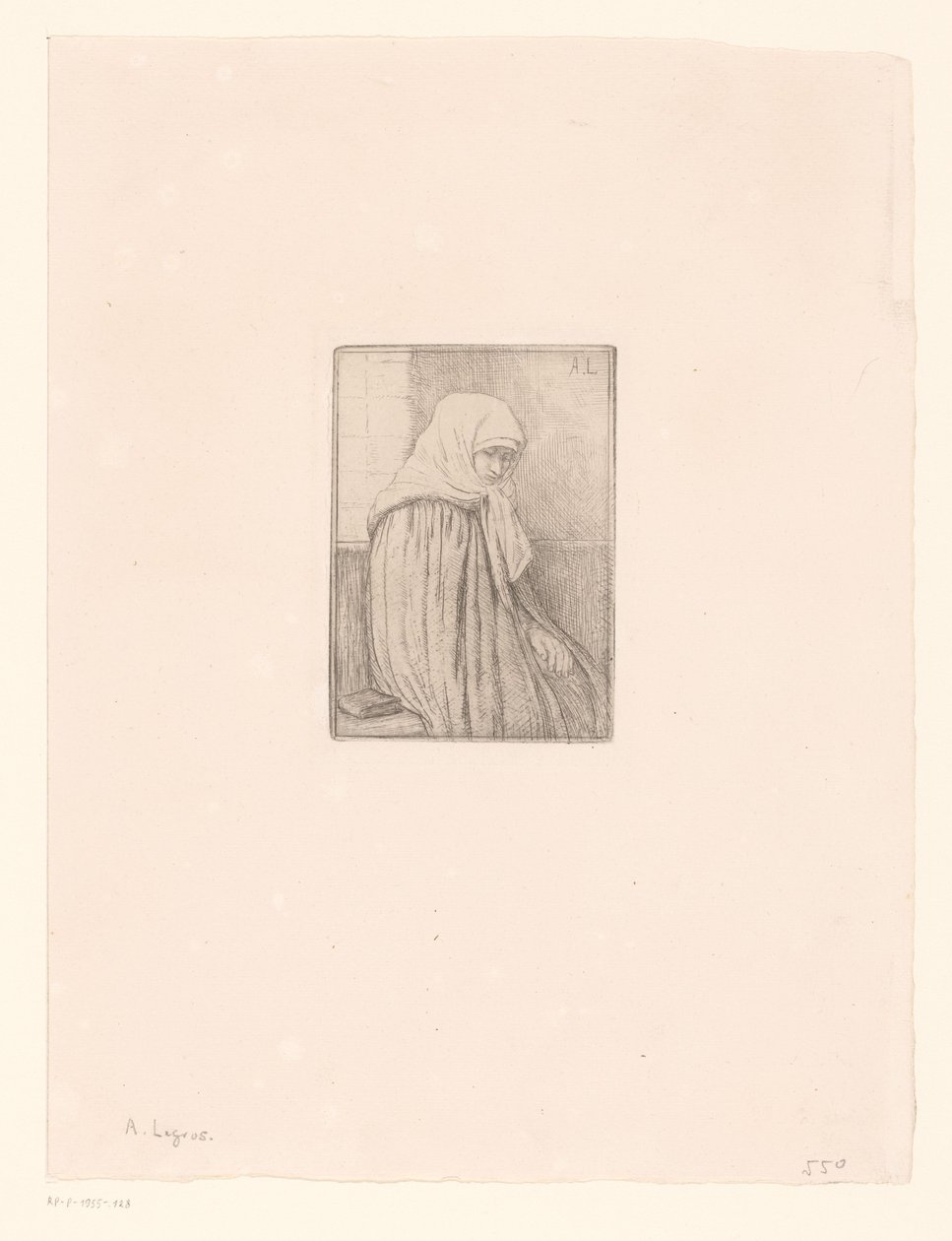 Bretonse vrouw met hoofddoek door Alphonse Legros