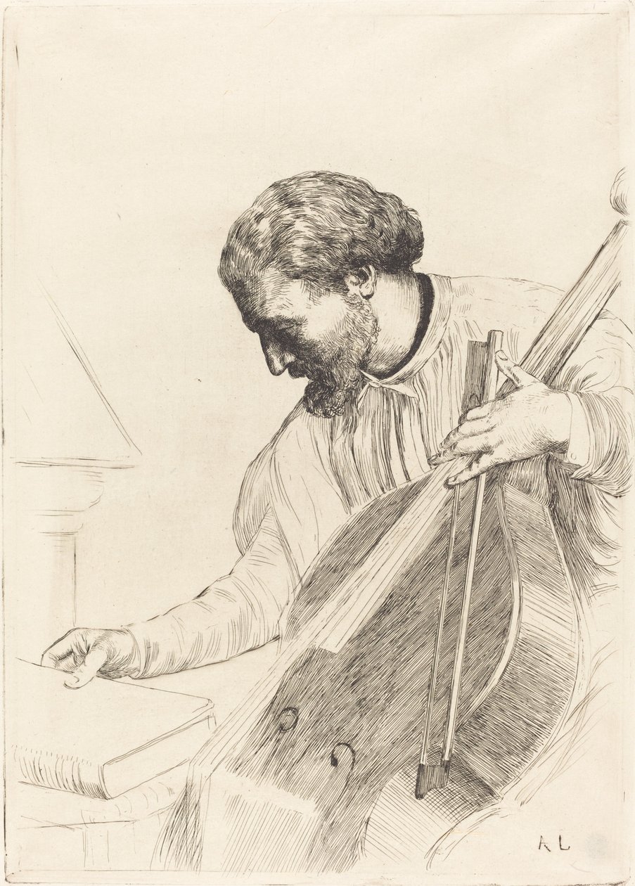 Contrabasspeler door Alphonse Legros