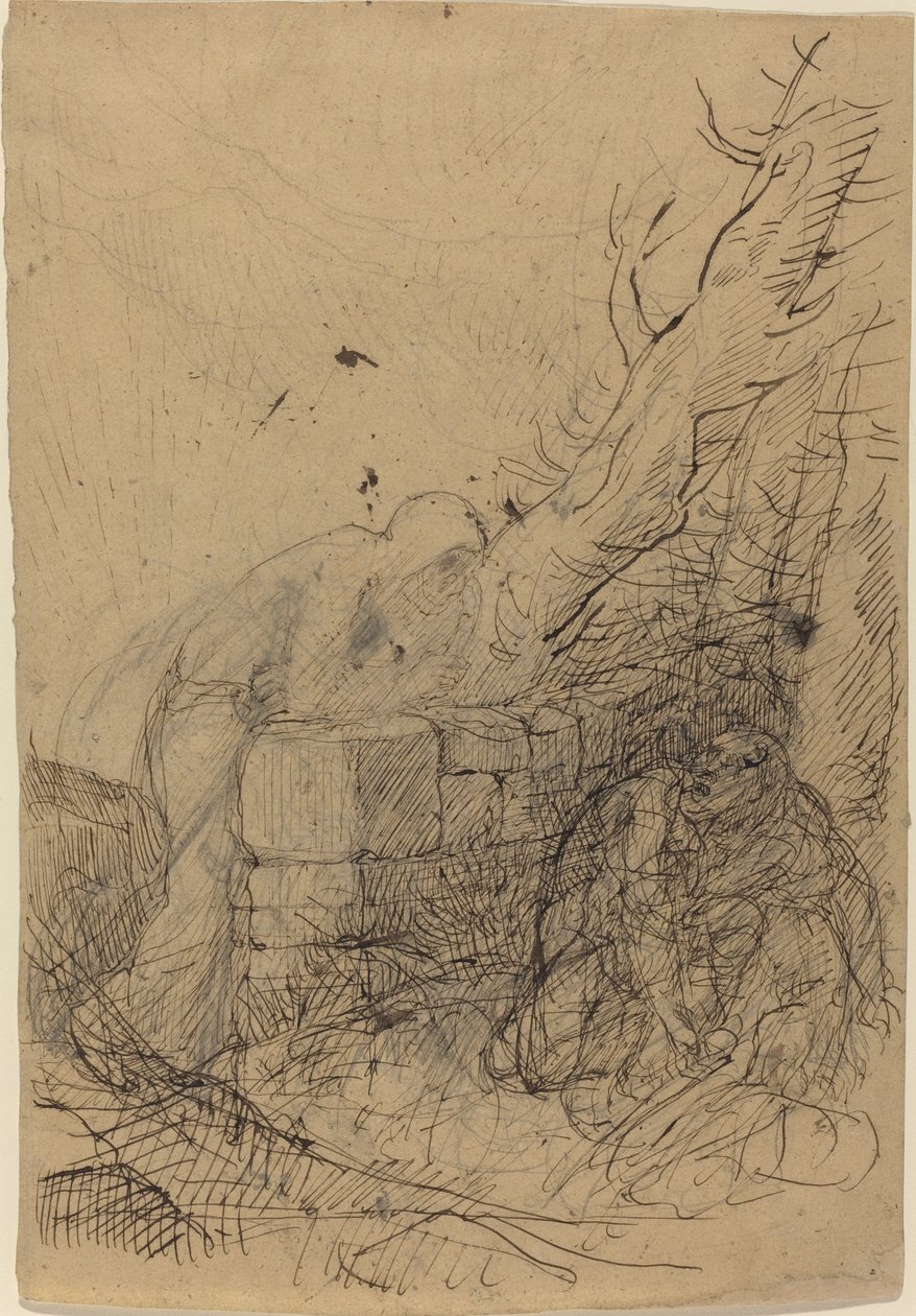 De dood en de houthakker door Alphonse Legros