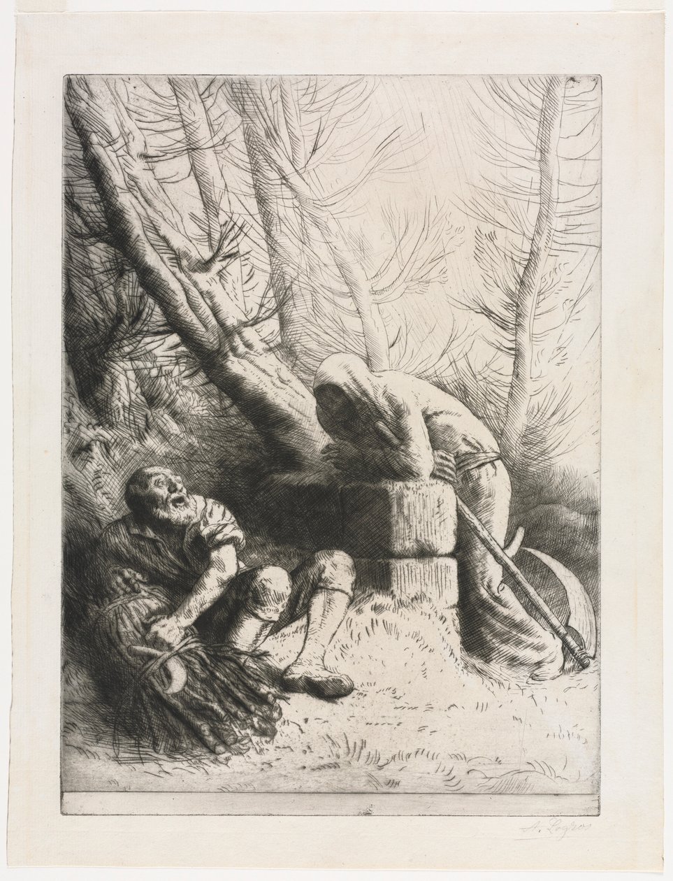 De dood en de houthakker door Alphonse Legros