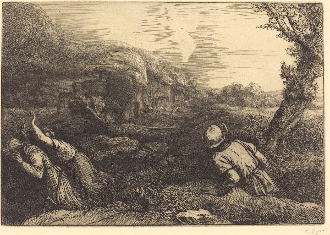 Brand in het Gehucht door Alphonse Legros