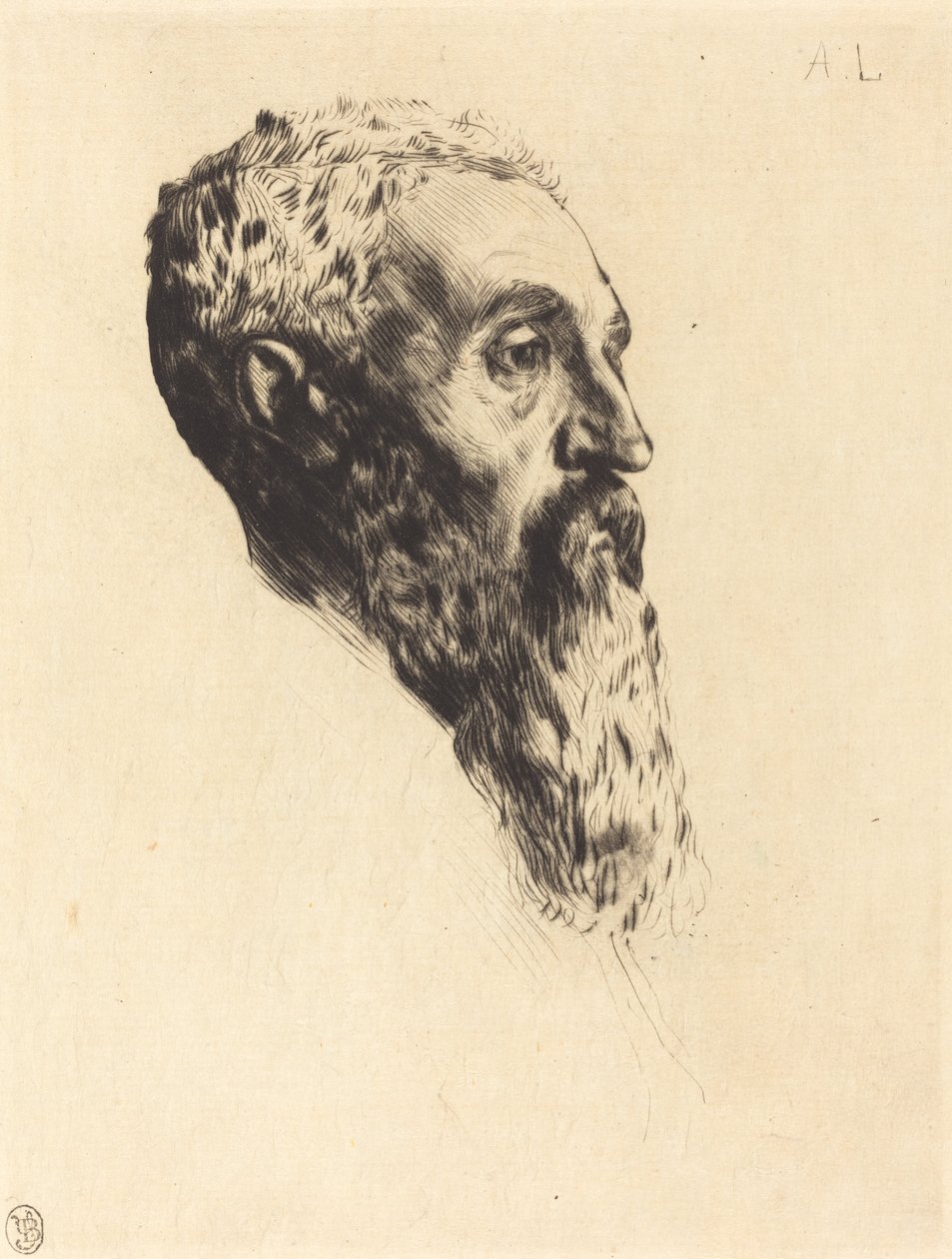 Hoofd van een model door Alphonse Legros