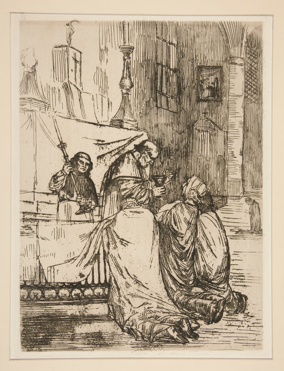 De communie in de kerk door Alphonse Legros