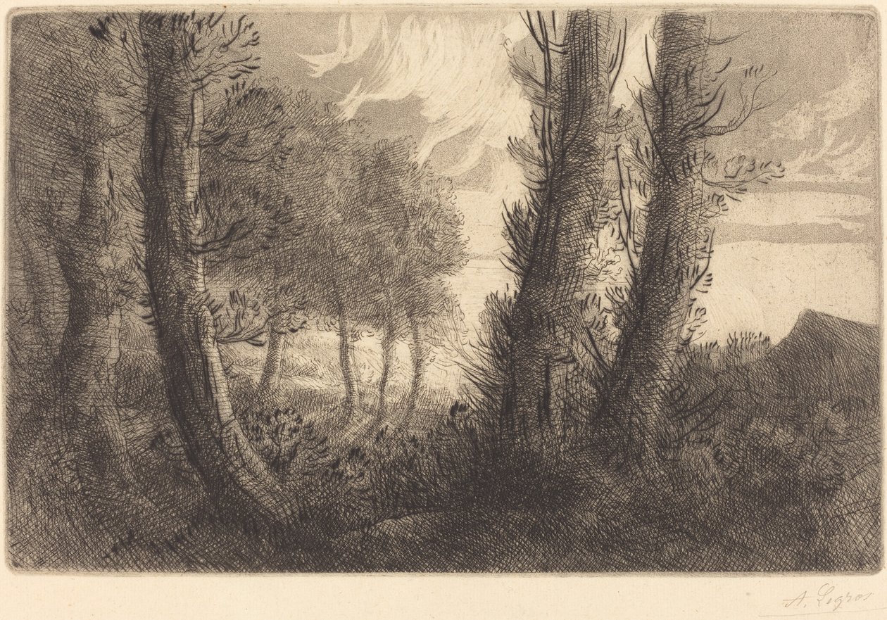 Landschap door Alphonse Legros