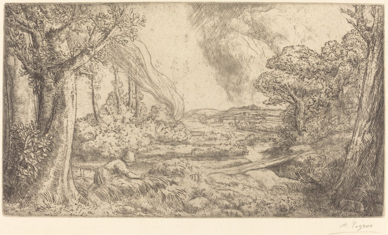 Landschap door Alphonse Legros