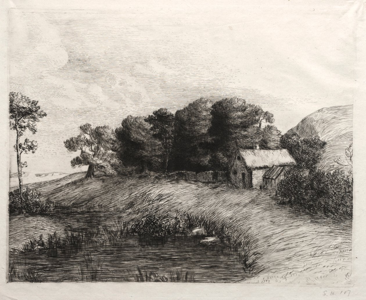Landschap met een vijver door Alphonse Legros