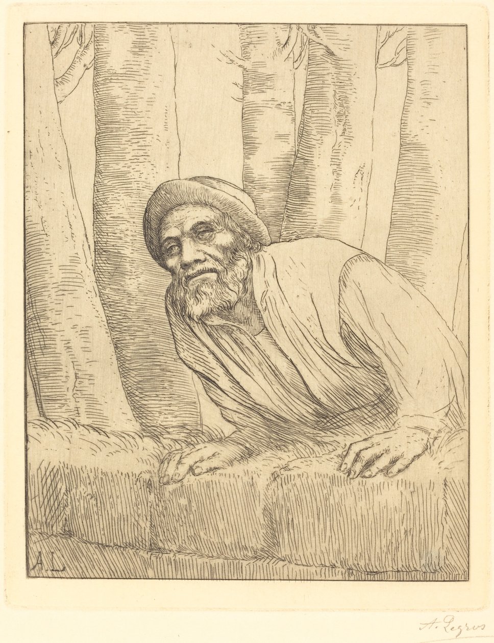 Man die een muur beklimt door Alphonse Legros